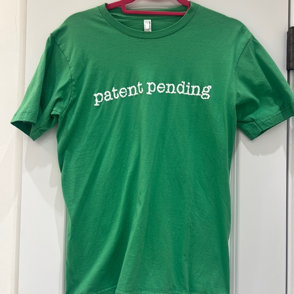 American Apparel Green Tee with Fun 'Patent Pending' Print — 100% Cotton! - Picture 14 of 16